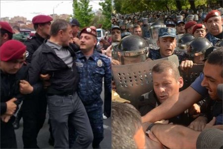 İrəvanda etiraz aksiyaları davam edir: Keçmiş polis rəisi saxlanıldı - FOTO